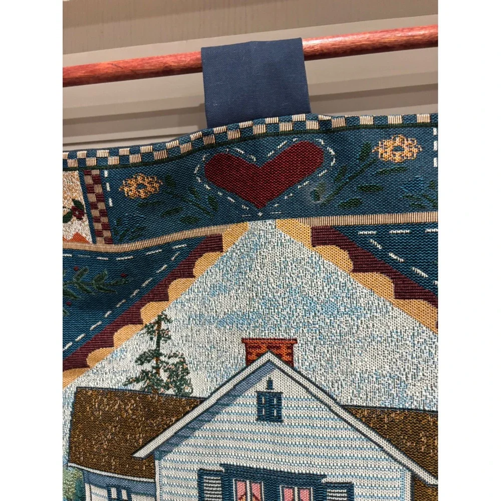 Joshua 24:15 Woven Tapestry Wall Hanging House Scripture Decor Blue 18x21